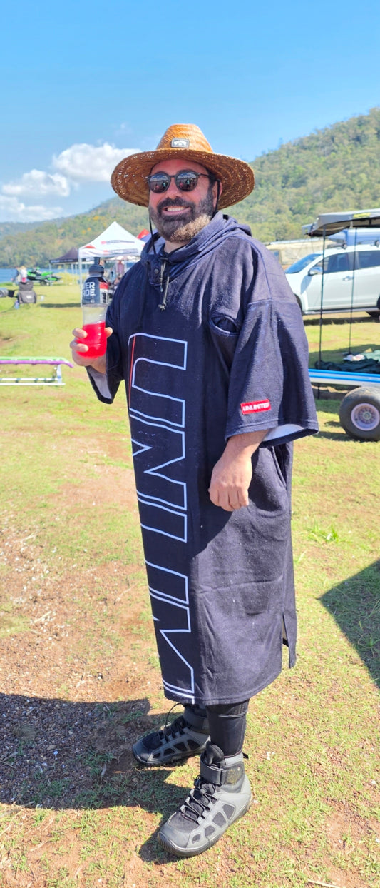 Microfibered Pull-over Towel Hoodie -BLACK-